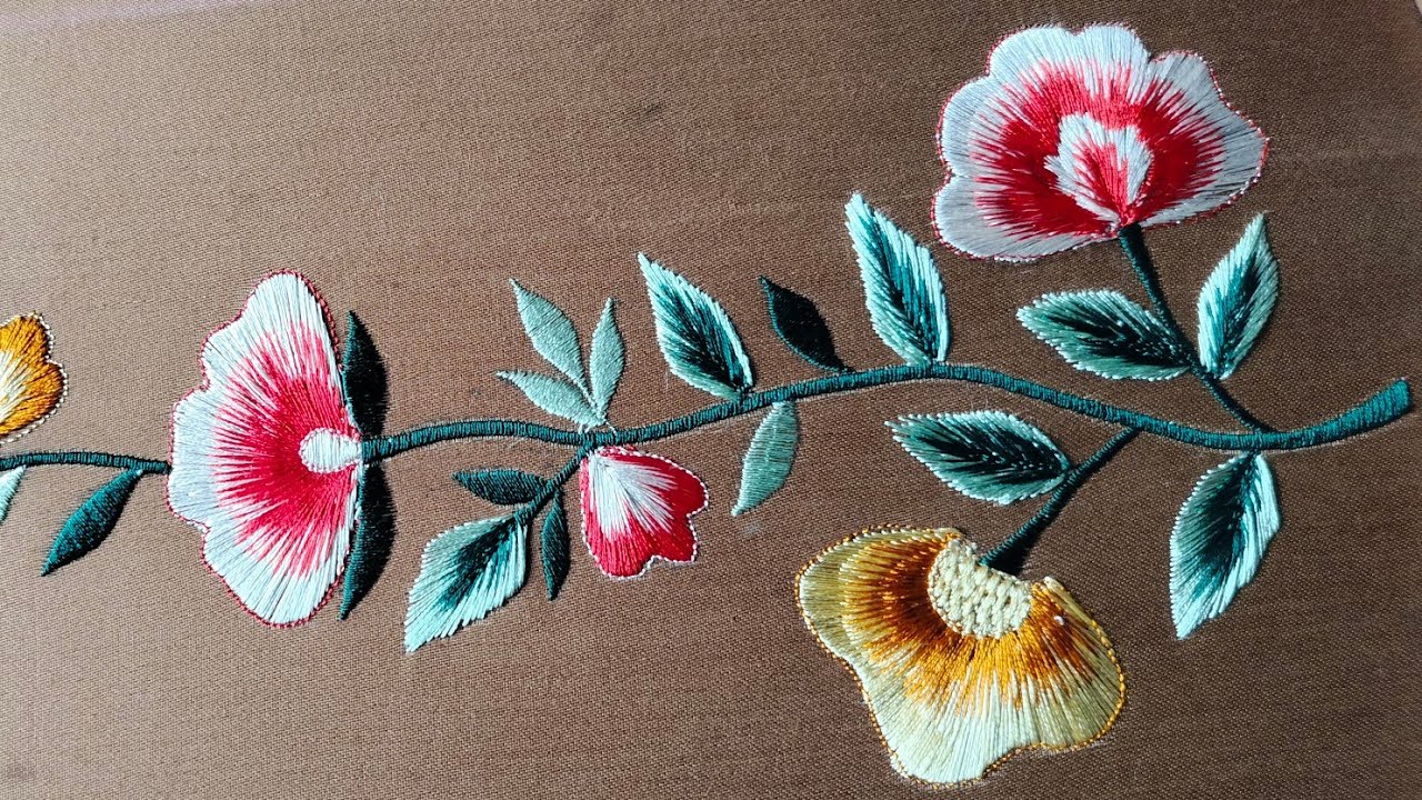 shaded flower design machine embroidery. machine embroidery for beginners.