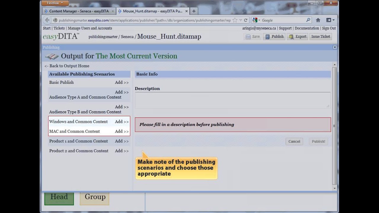 Publishing a Map in EasyDITA