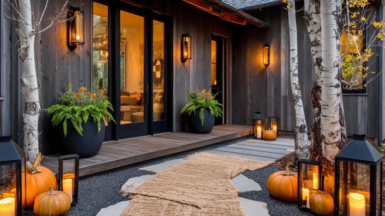 QUICK & EASY MODERN OUTDOOR HALLOWEEN MAKEOVER :  Curb Appeal in Hours With Pumpkins & Lanterns 🎃✨