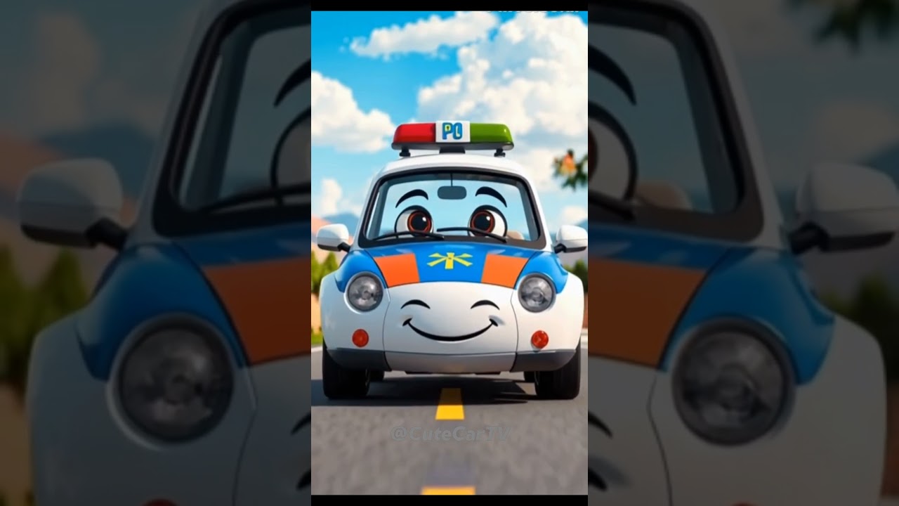 Cute Police Car Adventure 🚗🌈#Kids #CuteAnimals #ColorfulCar #KidsVideo #AnimalToys #ToyCar