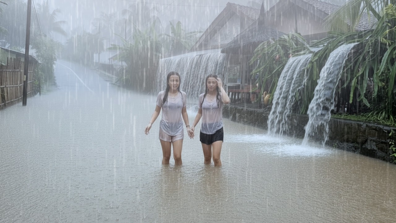 Heavy rain and thunderstorms hit beautiful green Village | Goodbye Stress and Lack of Sleep