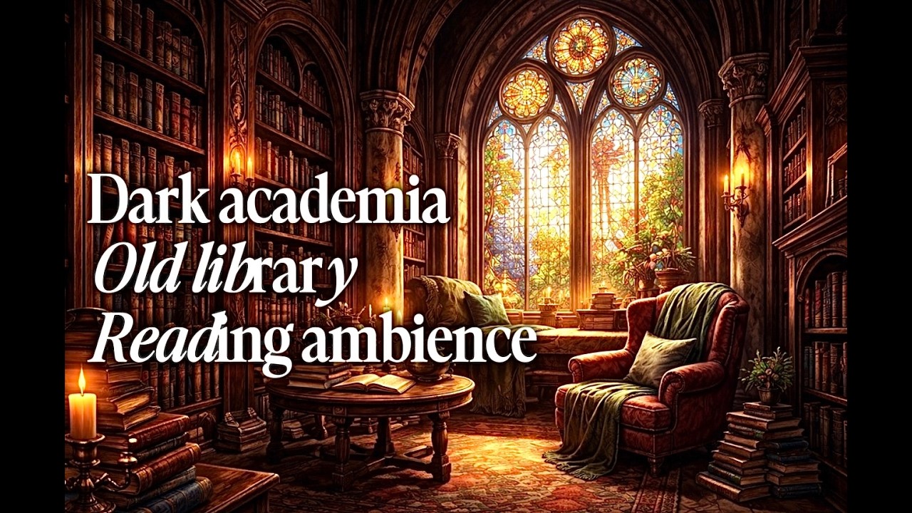 Dark adademia - old library reading ambience