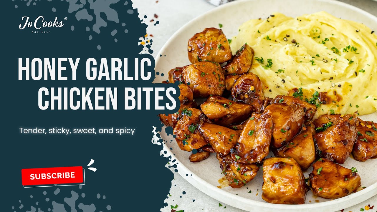 Honey Garlic Chicken Bites - Tender, Sticky, Sweet, Spicy!