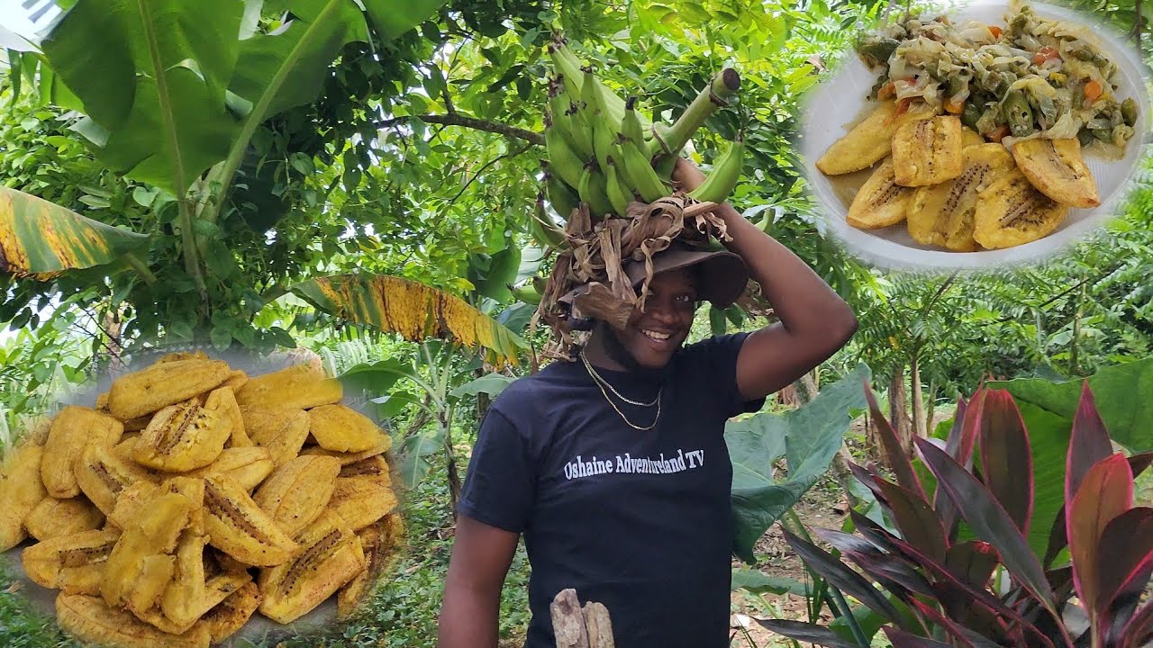 Big bunch of plantains on my head to cook At Home | Steam Cabbage | Fry an press plantains