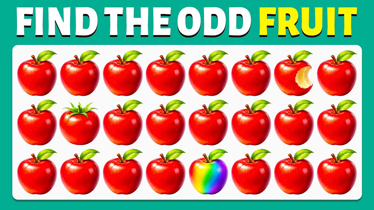 Find the ODD One Out - Fruit Edition 🍉🥳🍑| Easy, Medium, Hard | 40 Levels | Cow Quiz