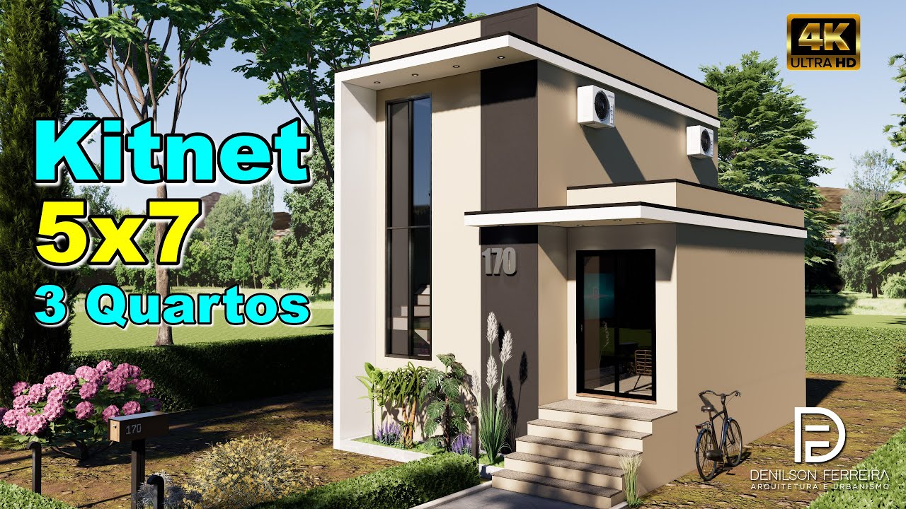 160 - Kitnet 5x7 Incrível: 3 Quartos, Escritório e Fachada Moderna! 🏠✨