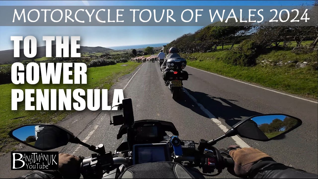 Wales Motorcycle Tour.  Devils Bridge to the Gower Peninsula. Filmed in 4K high definition