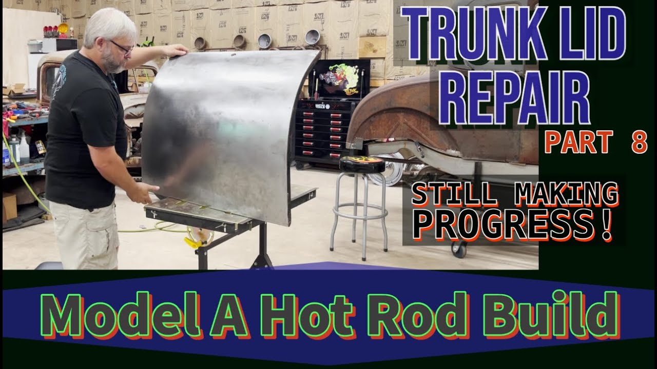 Bondo Bucket! Trunk lid repair part 8! Skin repair! Dents, Rust, Hammering, Welding! Model A build!