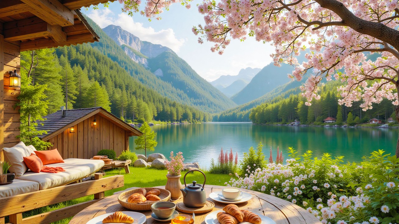Spring Morning at a Lakeside Porch 🌸 Soft Piano & Birdsong for Calm & Focus