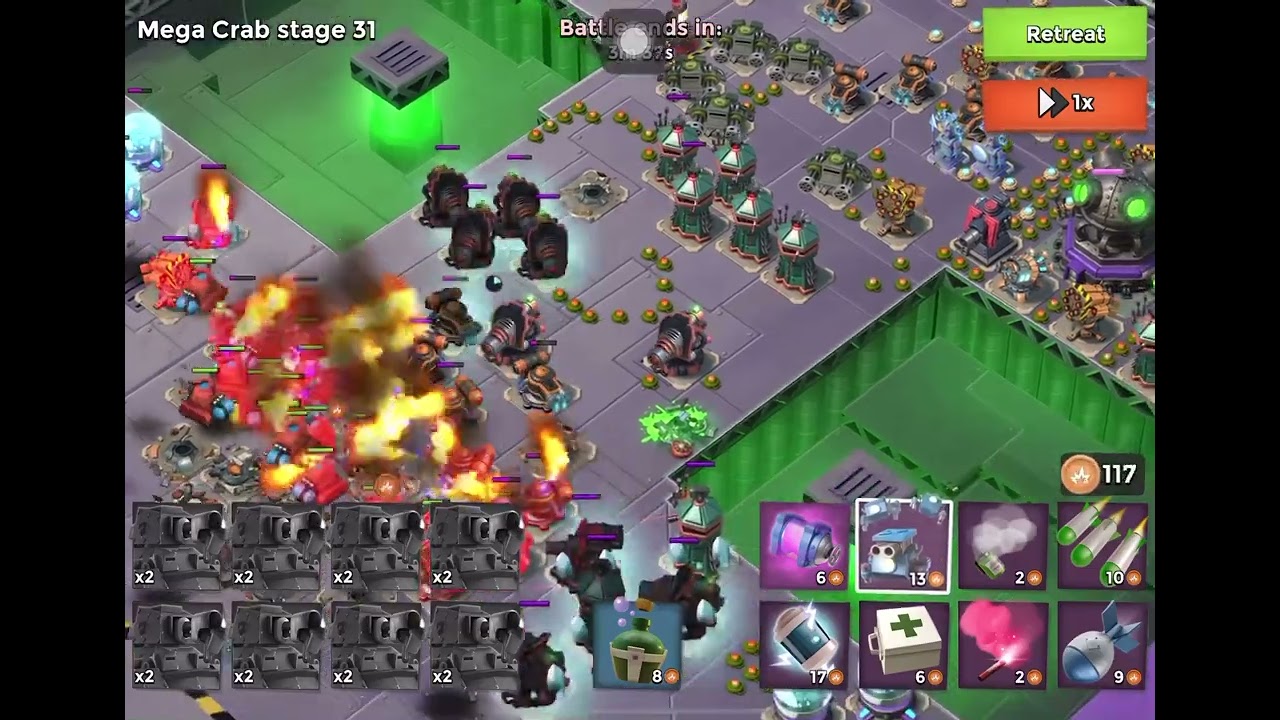 Boom Beach - Mega Crab - Attack 736 (Clear=Free Attack) (Hasty Crab=Speed) (Reverse)