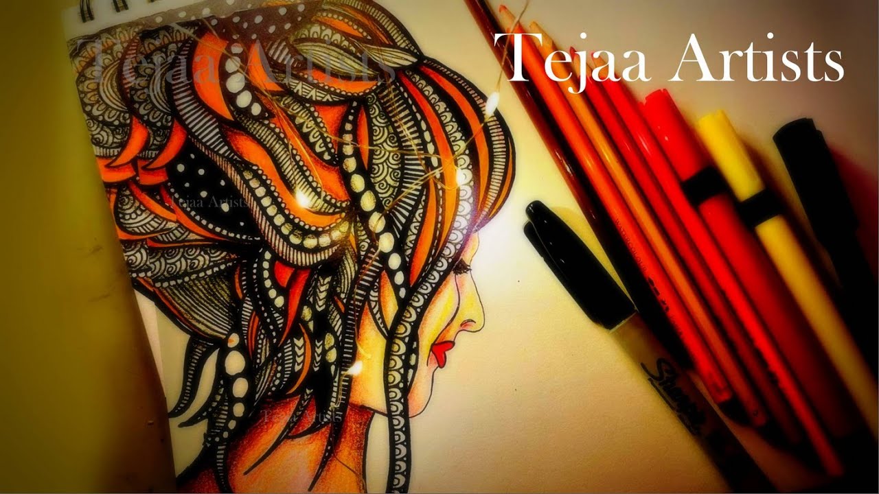 Mandala Art for Beginners |Step by step| Mandala Girl | Zentangle Girl | Zentangle Art | HairDoodle