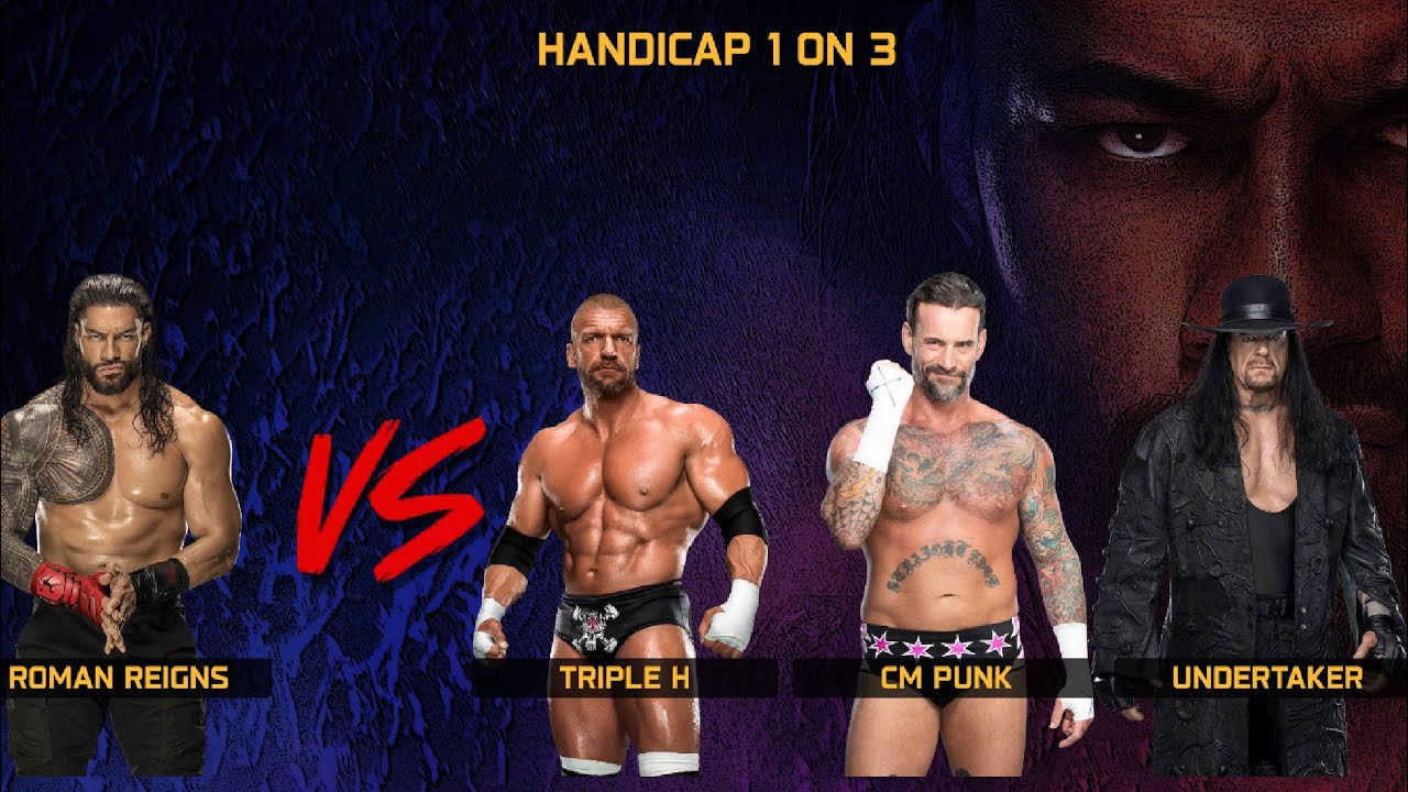 Roman reign vs Triple H , cm punk , undertaker || 1 vs 3 || #romanreigns #undertaker #cmpunk 