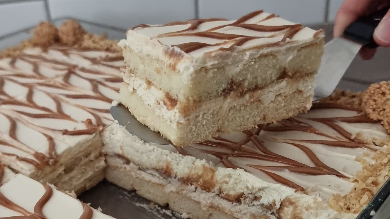 Mache diesen Kuchen ganz ohne backen! Unglaublich leckere Giotto Schnitte