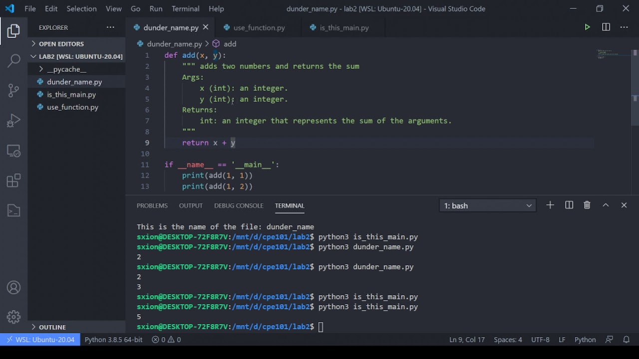 Dunder name, file importing, and scopes