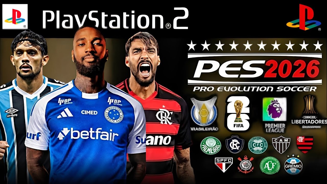 NOVO! PÉS 2026 (PS2) ISO DOWNLOAD DIRETO ATUALIZADO! COM RUMO ESTRELADO AETHERSX2, PC, PSP E OPL✅