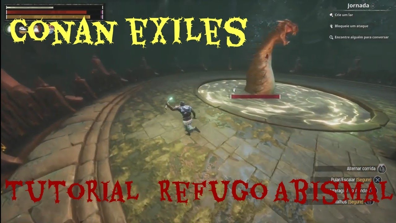 Conan exiles Tutorial   Refugo Abismal aprender armadura reptiliana e adaga