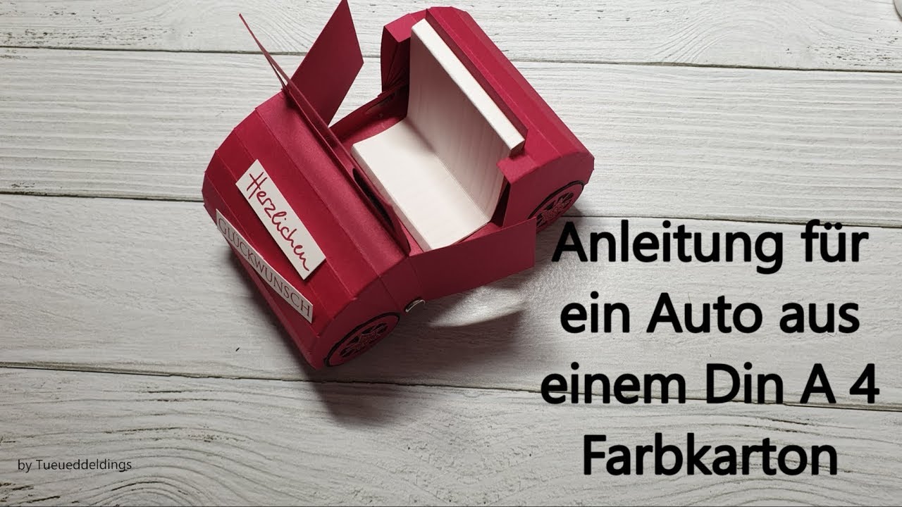 #Tutorial / Anleitung für ein Auto aus einem Din A 4 Farbkarton