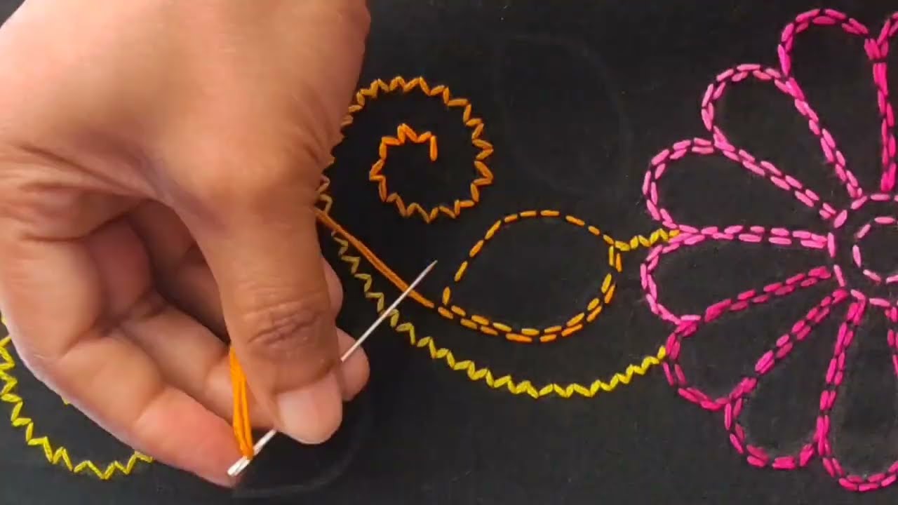 Cute & attractive border line design hand embroidery very nicely