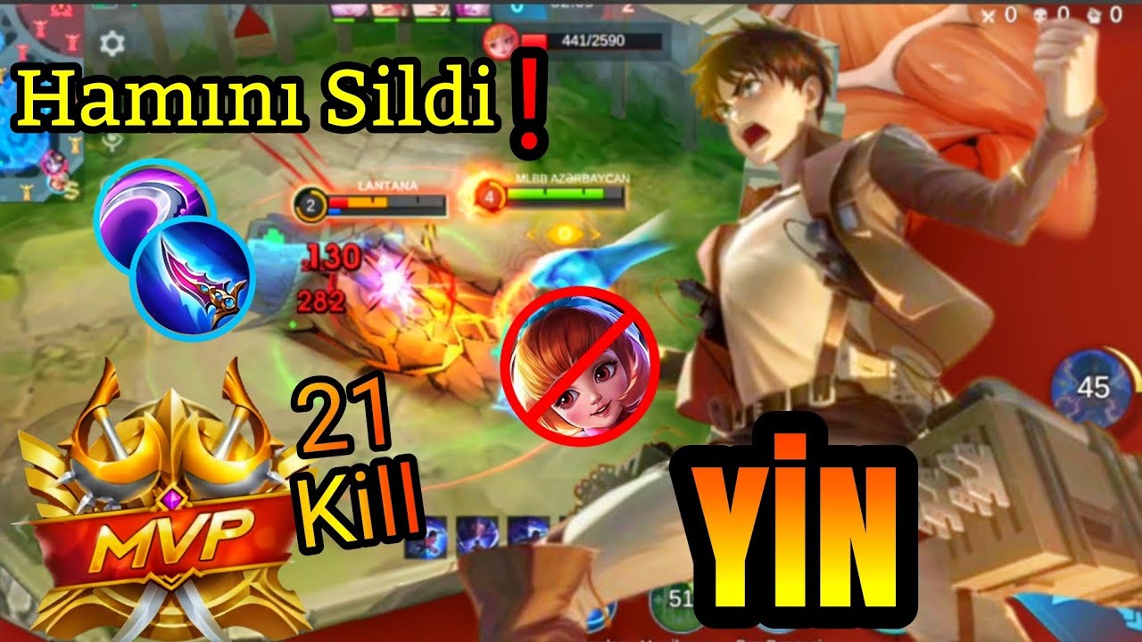 YIN İLƏ 21 KILL 😈🔥 | BU OYUN TARİXƏ DÜŞDÜ | MOBILE LEGENDS AZƏRBAYCAN🇦🇿🥰