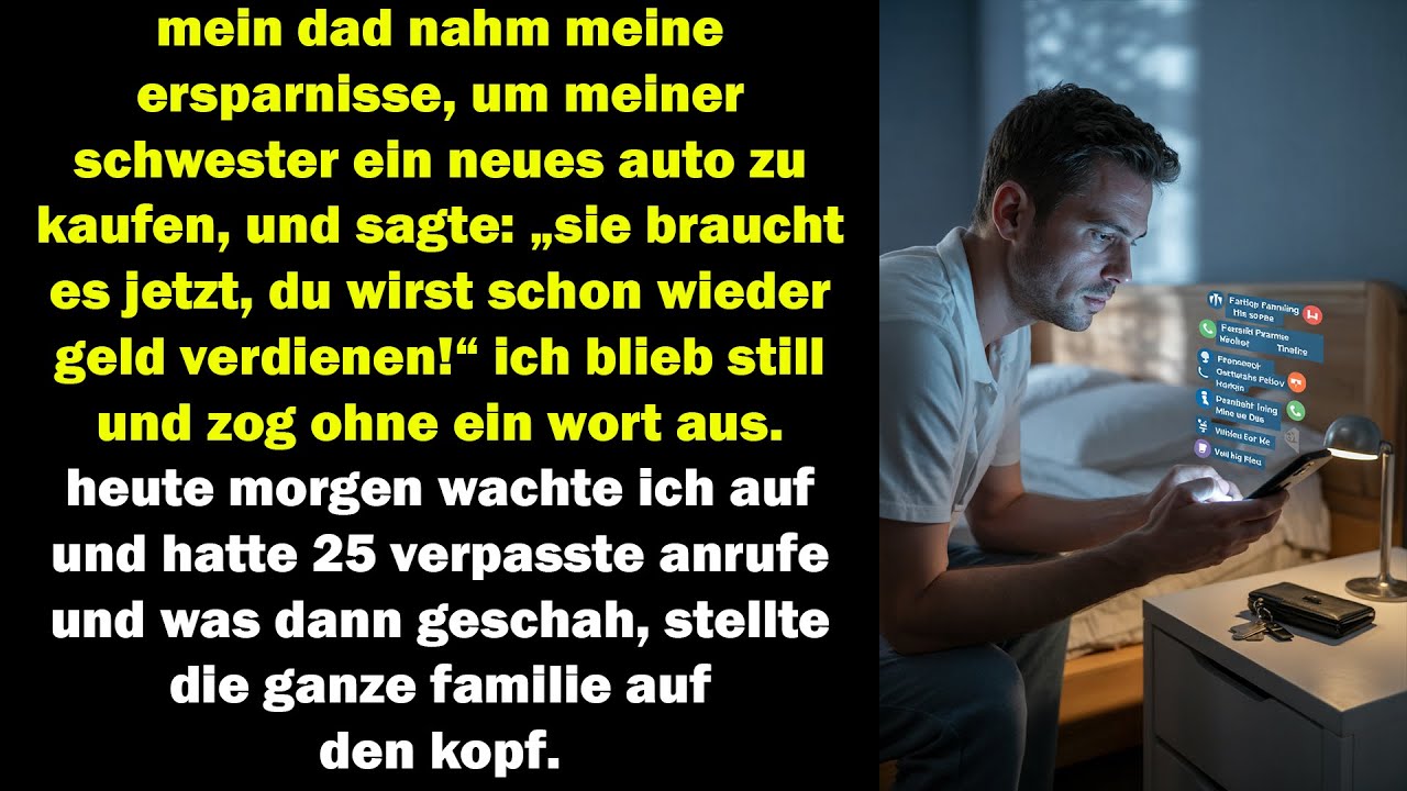 mein dad nahm meine ersparnisse für das auto meiner schwester am nächsten morgen 25 anrufe und chaos