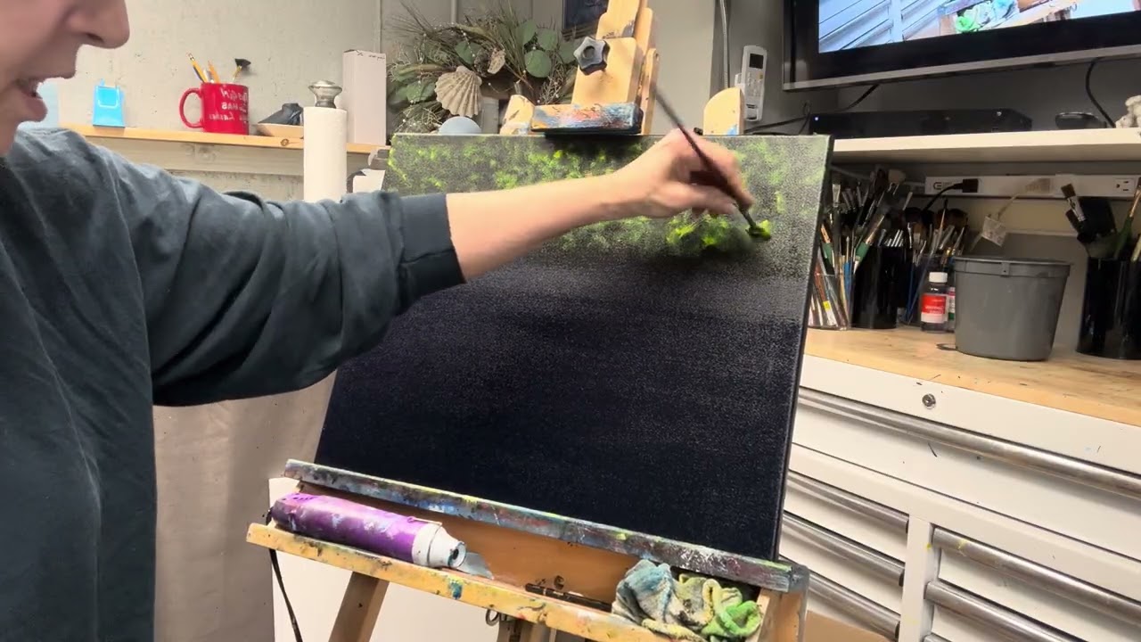 22- Today I painting in oils. Painting deep in the woods 