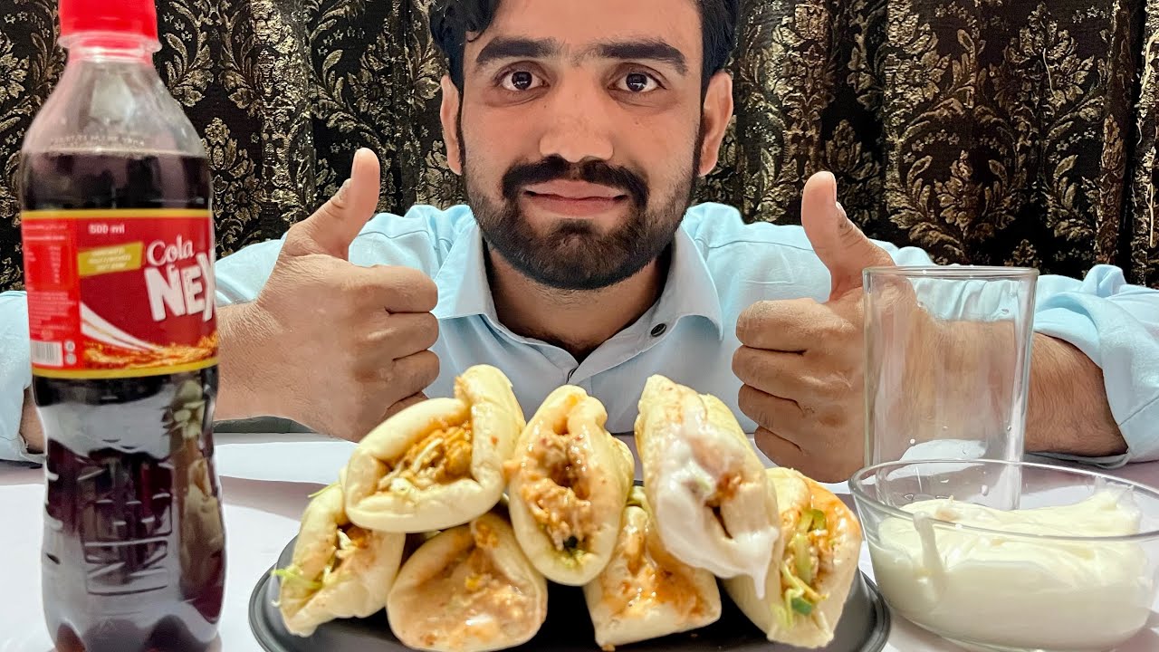 Chicken spicy shawarma with mayonnaise and cold drink #carzyasmr 
