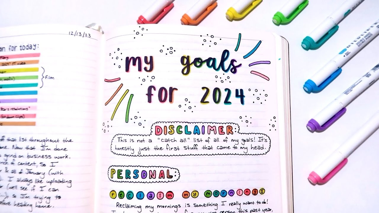 how I journal my New Year's resolutions 2024💞🌈 | journal with me & reading my entry