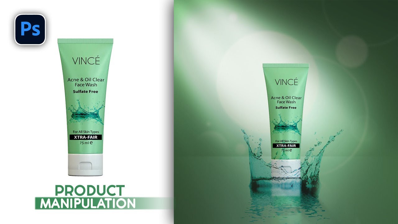 Vince Facewash Product Manipulation in Photoshop | Product advertising design
