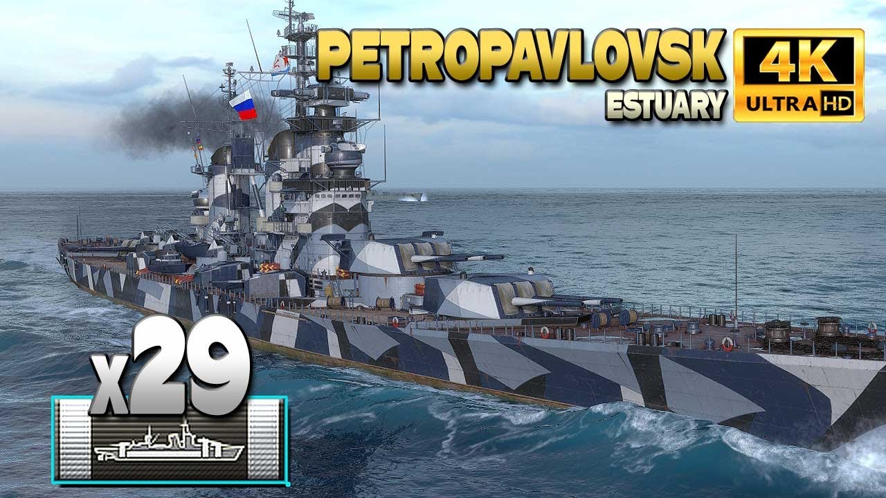 Крейсер Петропавловск с огромными 29 попаданиями в цитадели - World of Warships