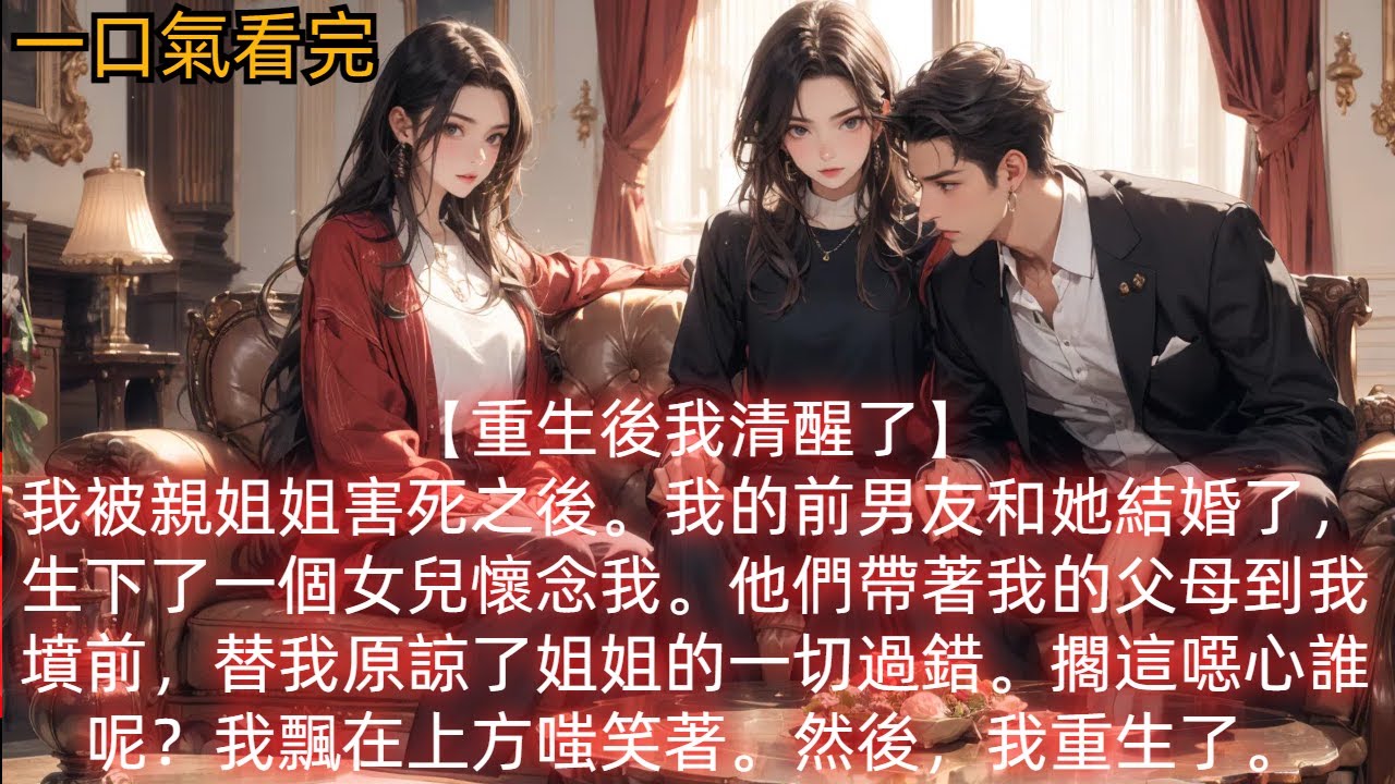 【重生後我清醒了】我被親姐姐害死之後。我的前男友和她結婚了，生下了一個女兒懷念我。他們帶著我的父母到我墳前，替我原諒了姐姐的一切過錯。擱這噁心誰呢？我飄在上方嗤笑著。然後，我重生了。