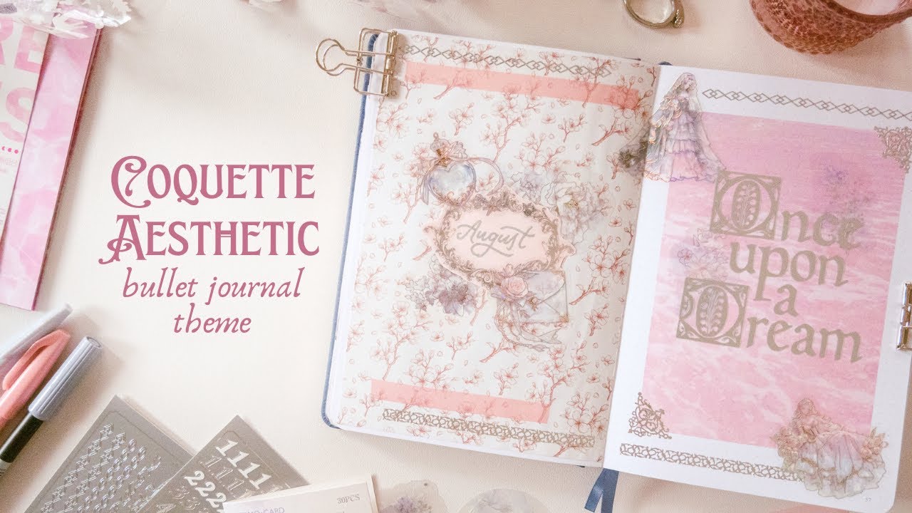 August Bullet Journal Theme 📖 Coquette Aesthetic Setup 🎀 Mystery Journal