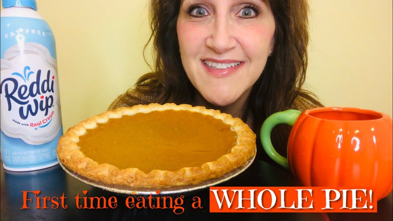 eating a WHOLE PUMPKIN PIE!/THANKSGIVING mukbang/whipped cream with sprinkles