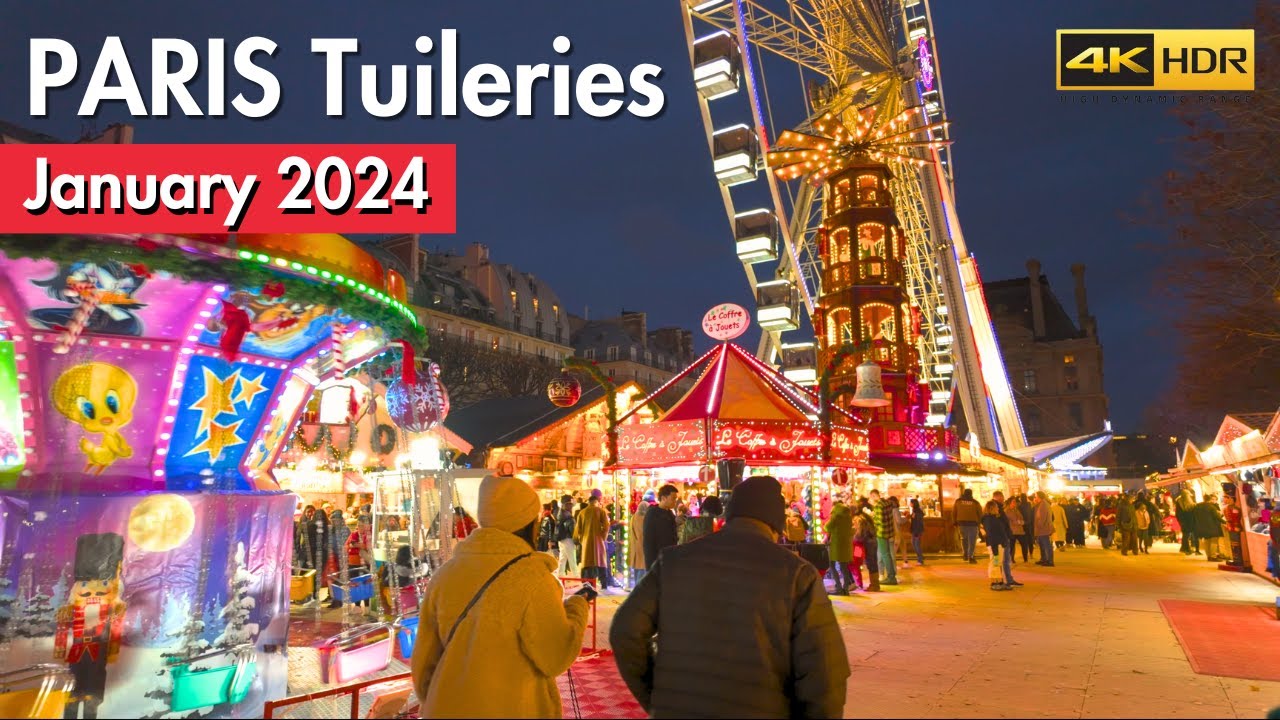 Paris France 🇫🇷 Tuileries Christmas Market Walk Tour 4K HDR