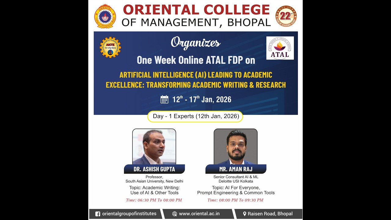 Six Week ATAL Online FDP SESSION 1 #OCM_BHOPAL
