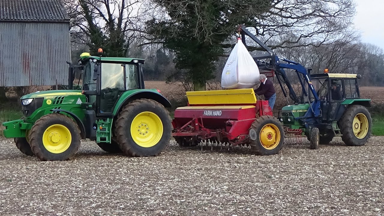 Cultivating & Seed Drilling Barley with John Deere's & Farmhand Drill