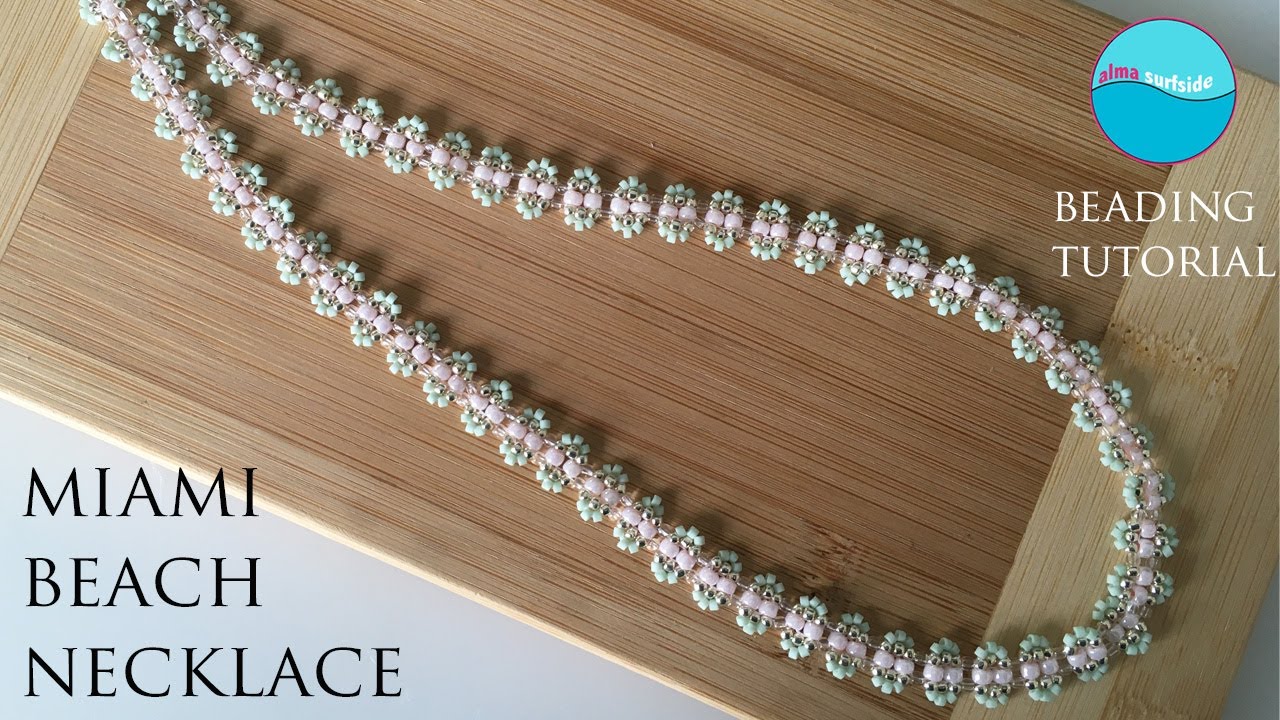 BEADING TUTORIAL: Miami Beach Necklace with Seed Beads and Miyuki Delicas #diy #easy #beading
