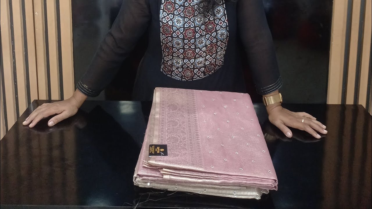 TISSUE SAREE WITH MIRROR HANDWORK| FOR ORDERS:8113091751