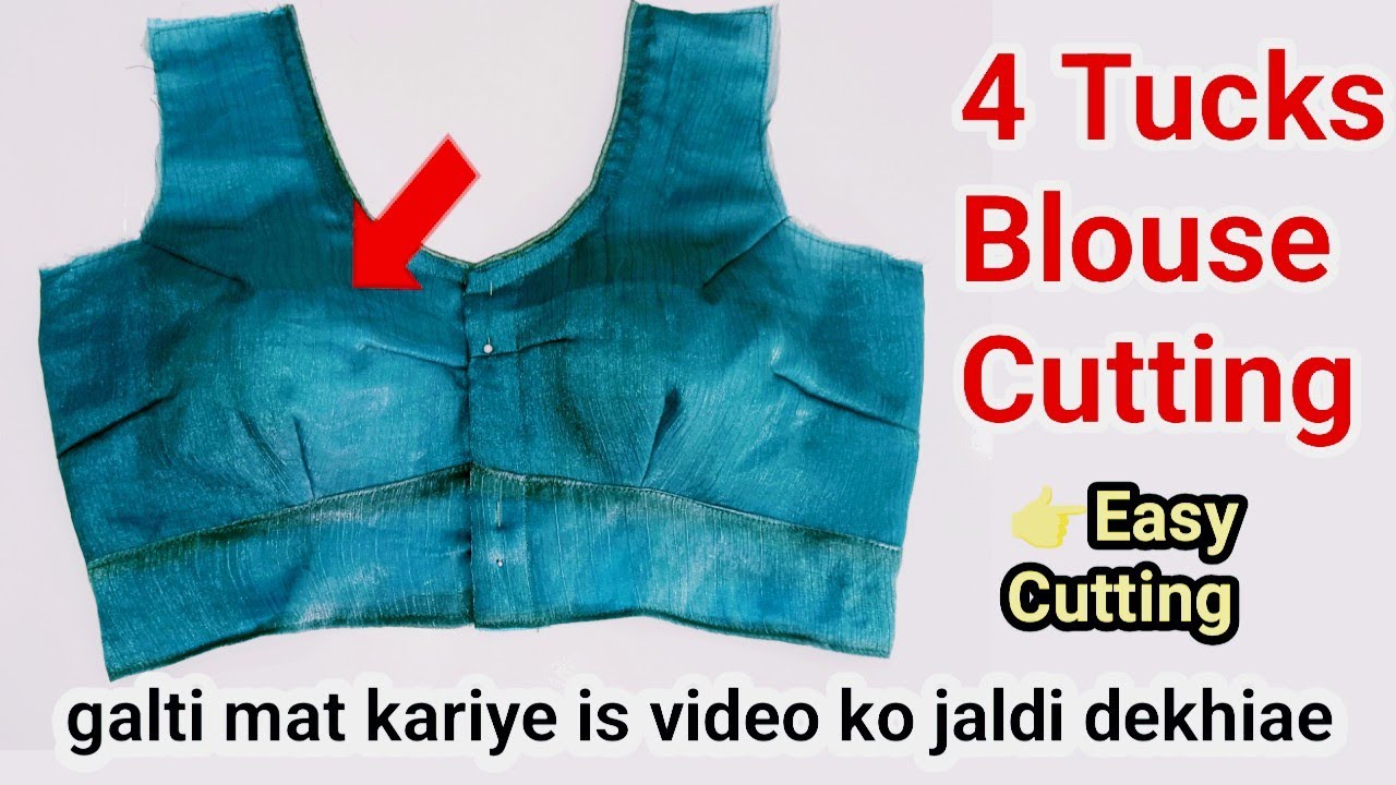 4 Tucks Blouse Cutting & Stitching Step by Step | Easy Blouse Tutorial
