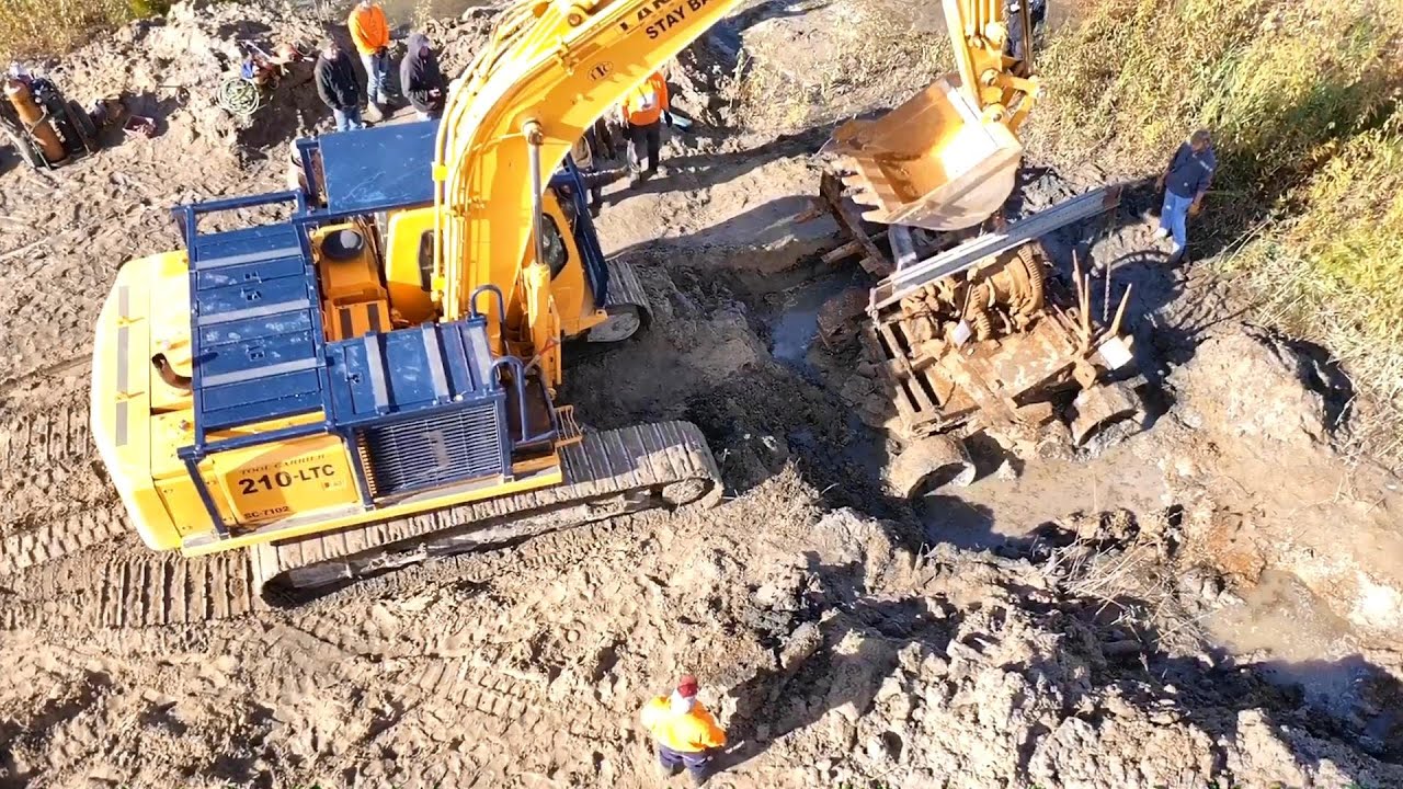 Паровой экскаватор Wixom Lake извлечен со дна озера спустя почти 100 лет