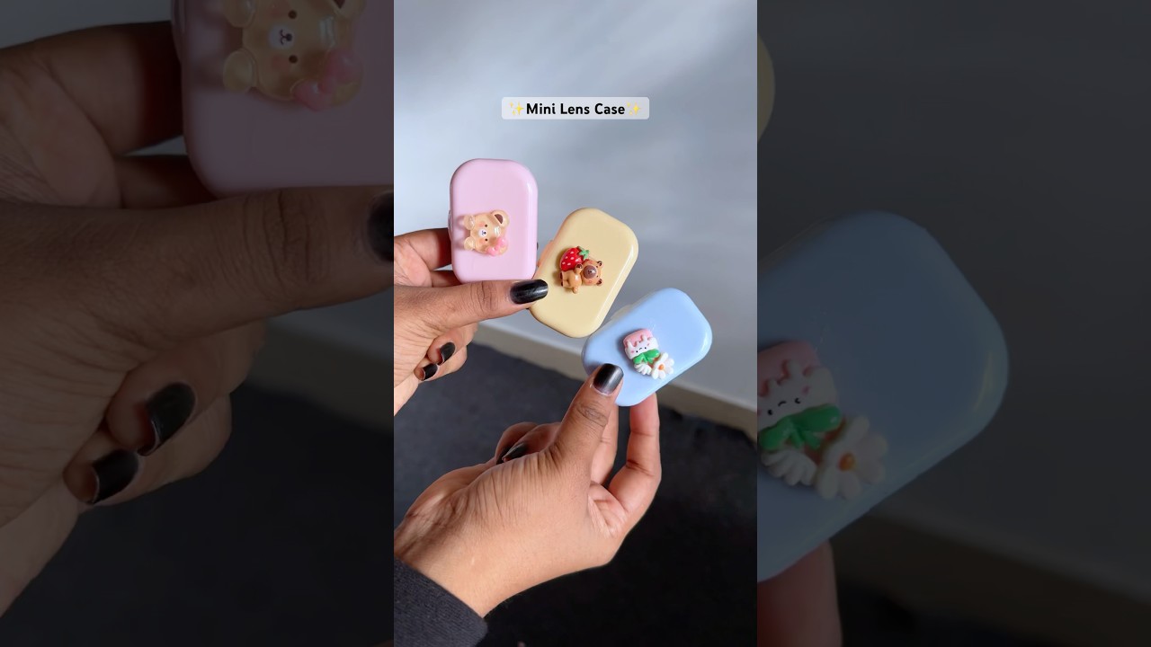 Cutest Mini Eye Lens Case With Mirror 🎀🌷✨#lenscase #case #lens #kawaii #lensholder #eyes
