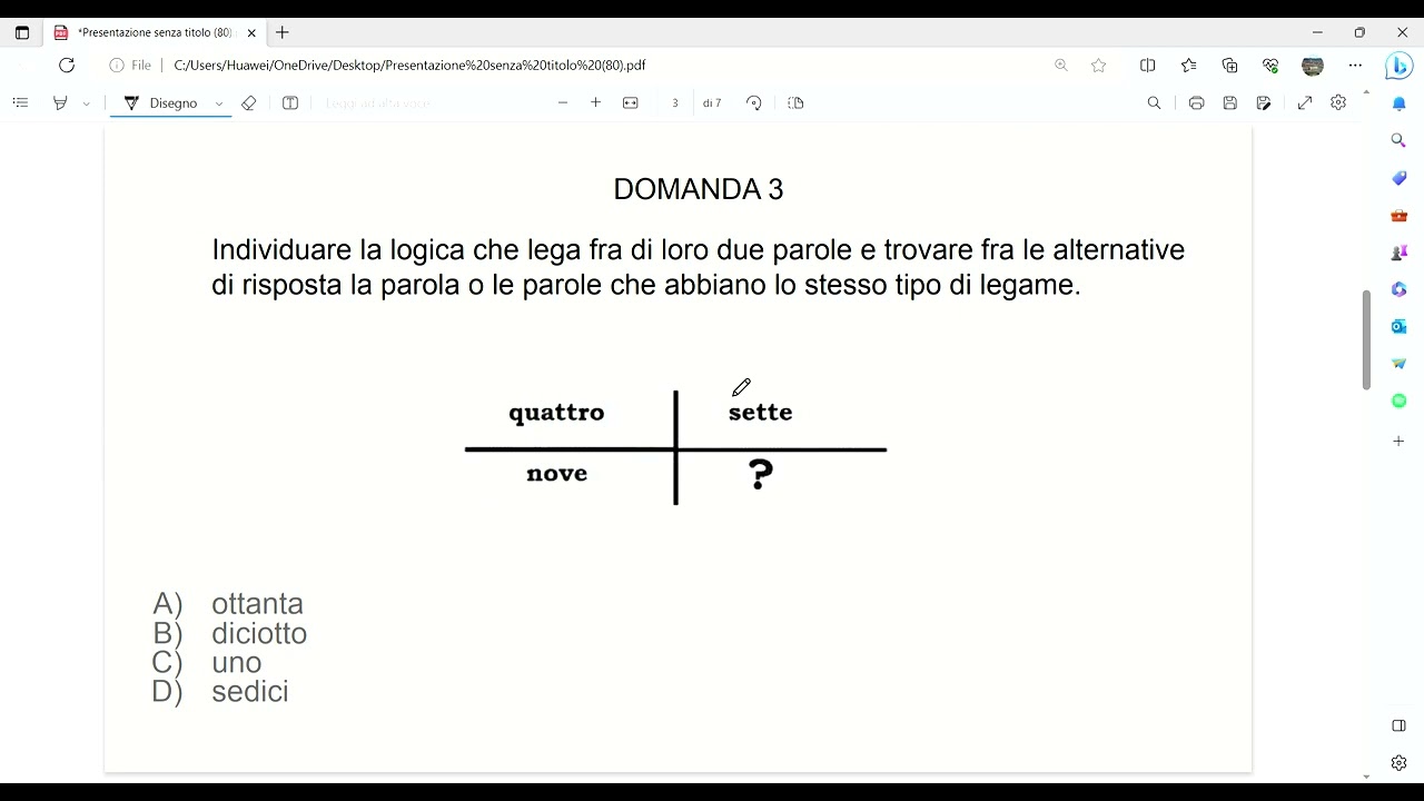 Quiz di logica - ragionamento verbale con proporzioni e anagrammi