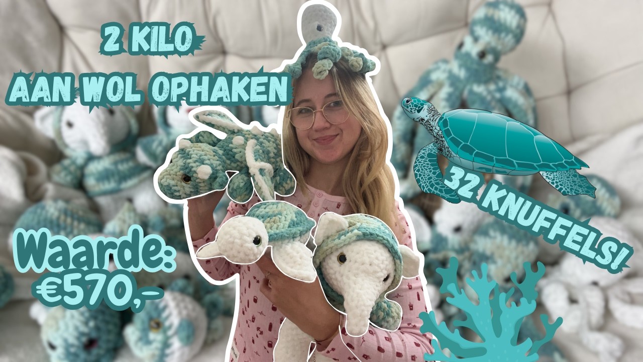 2 kilo wol omgetoverd tot meer dan €500 aan omzet!! 7 bollen wol ophaken tot 32 knuffels! | haakvlog