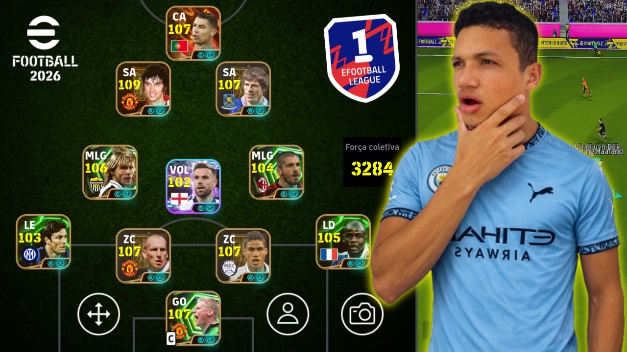 USEI A FORMAÇÃO 433 SECRETA E QUASE DEU RUIM NA LIGA EFOOTBALL KKKKKK - GAMEPLAY eFootball 2026