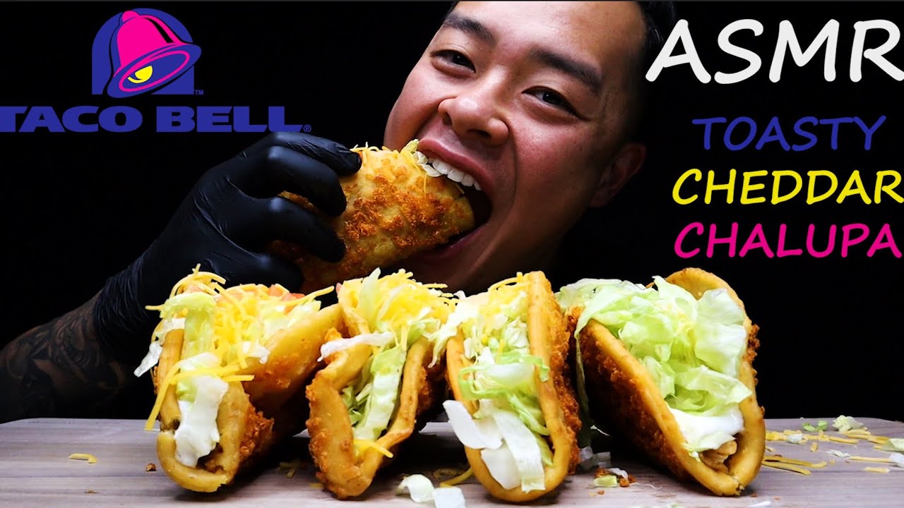 ASMR TACO BELL NEW TOASTY CHEDDAR CHALUPAS **RELAXING CRUNCHY EATING**
