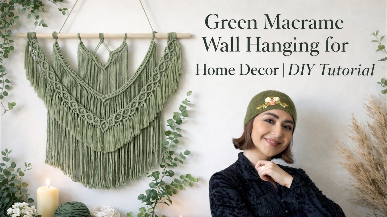 Green Macrame Wall Hanging for Home Decor | DIY Tutorial