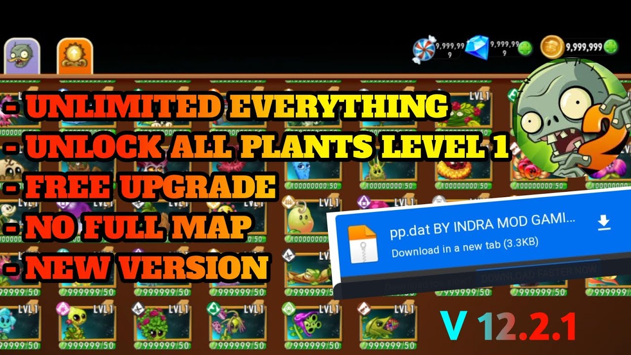Plants vs Zombie 2 Unlock All Plants Level 1 No Full Map V 12.2.1