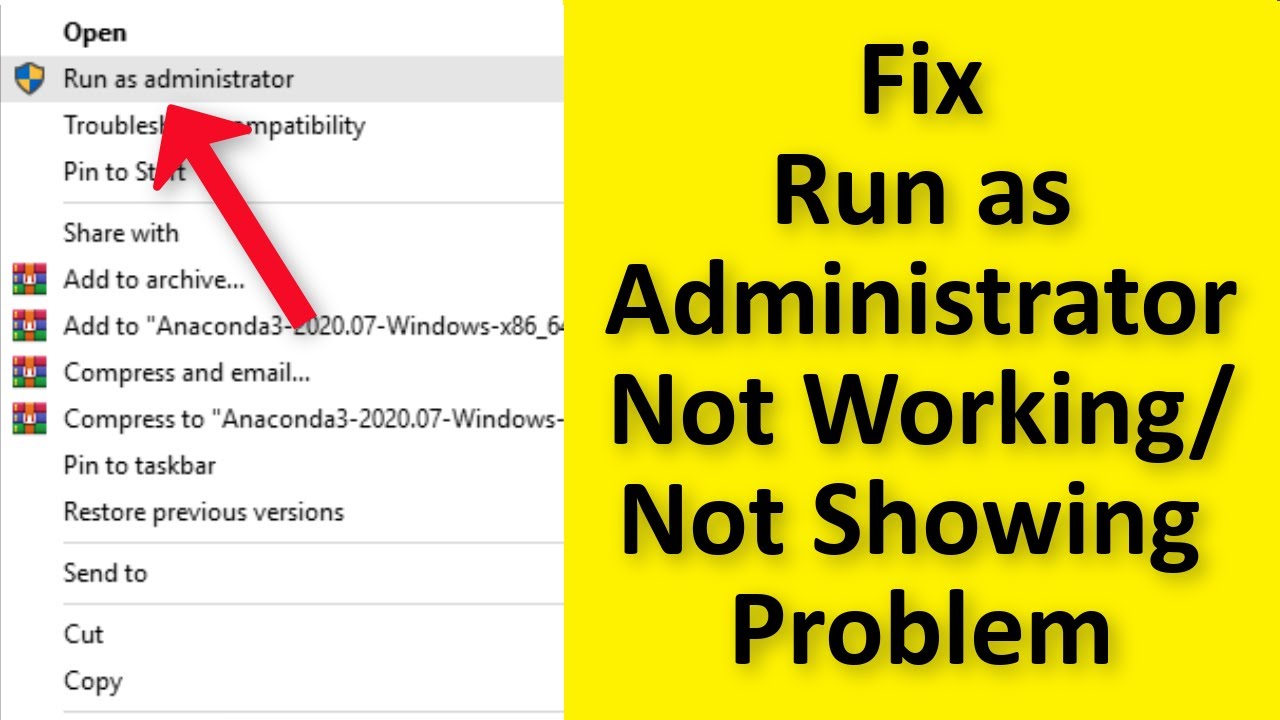 How To Fix Run As Administrator Not Working Or Showing Up Right Click In Windows 10 / 8 / 7