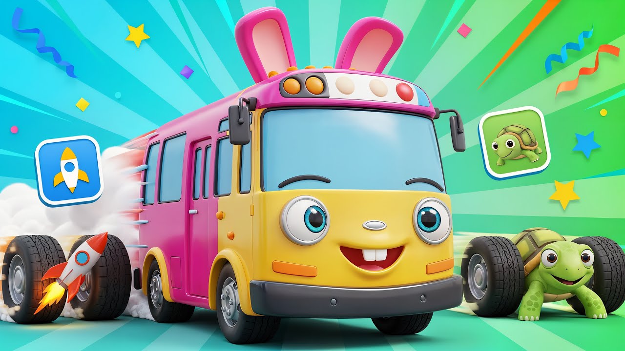 Króliczy Autobus – Szybko i Wolno! 🚌🐰 | Wesoła Piosenka 3D dla Dzieci