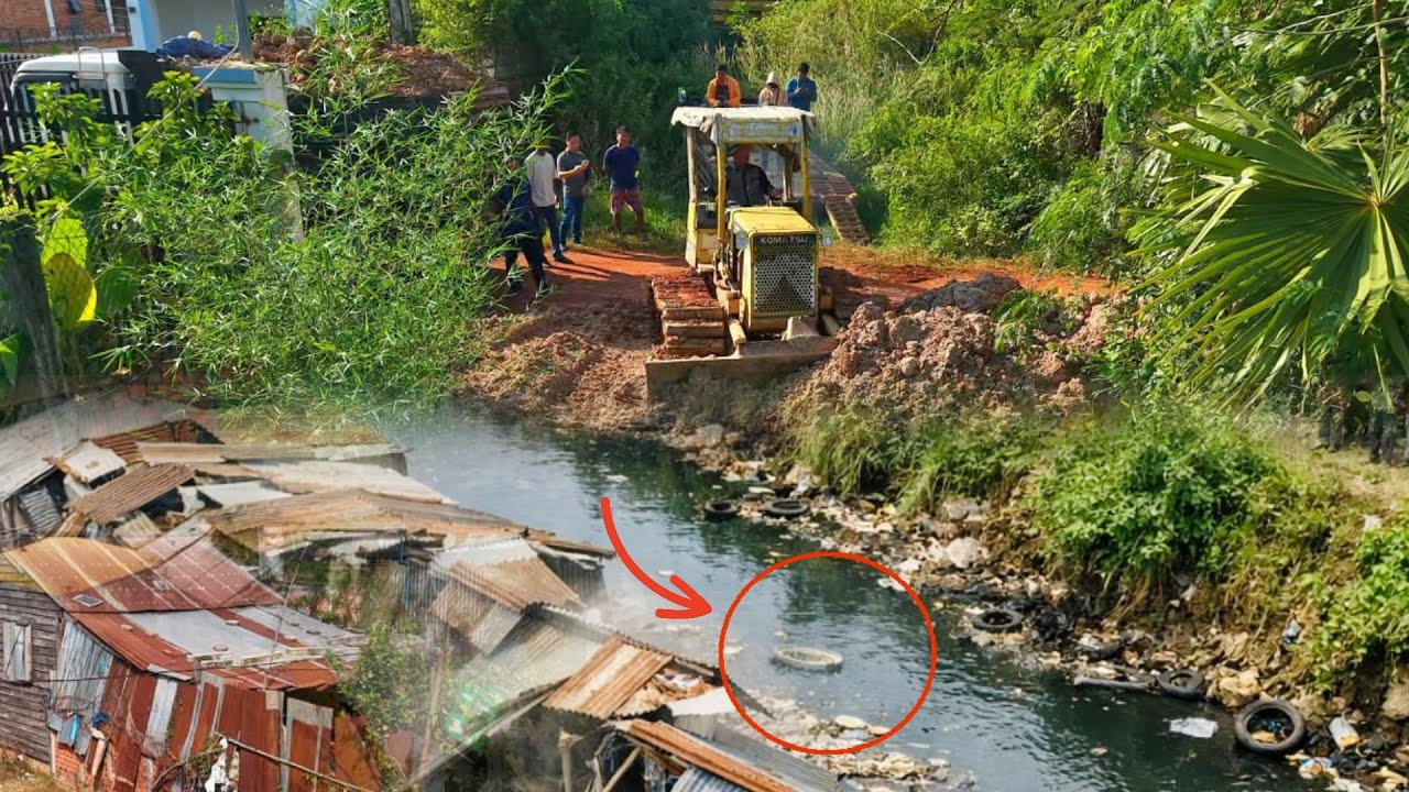 First Start New Perfect Project !! Complete100% Landfill Process by Bulldozer Komat'su & Dump Truck