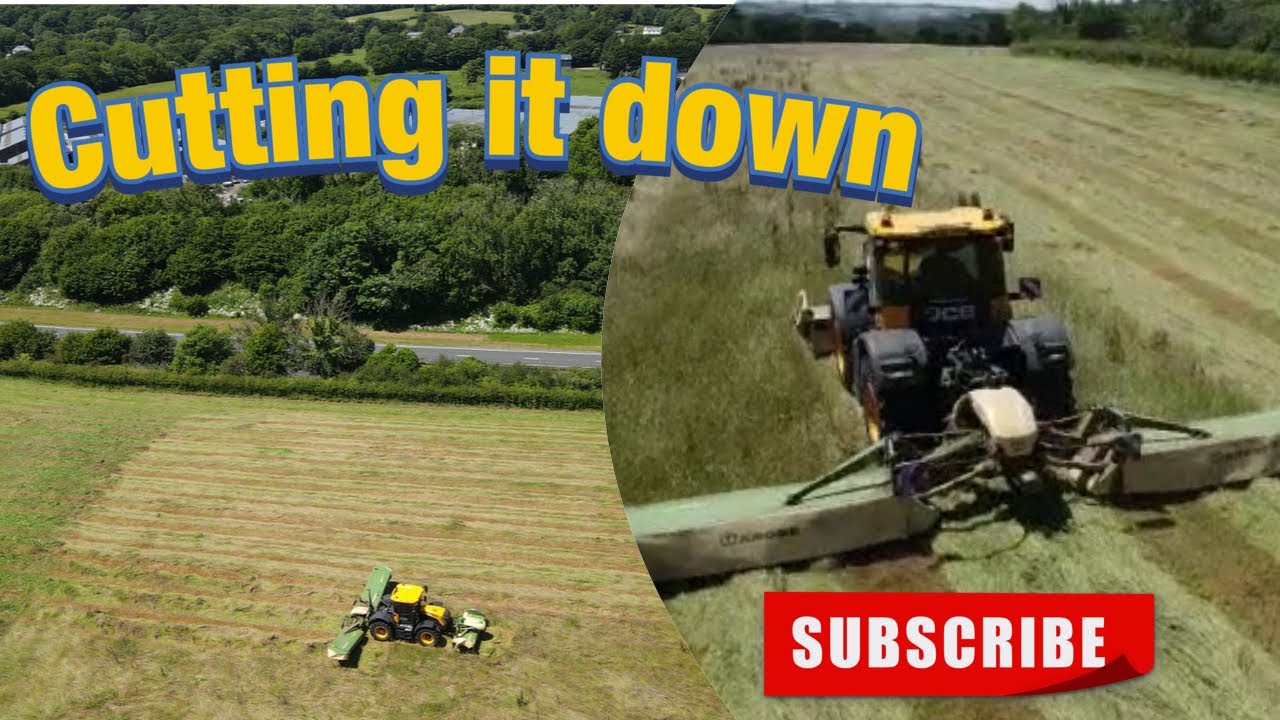 Off mowing the the jcb fastrac and the krone triple mowers. Episode 236